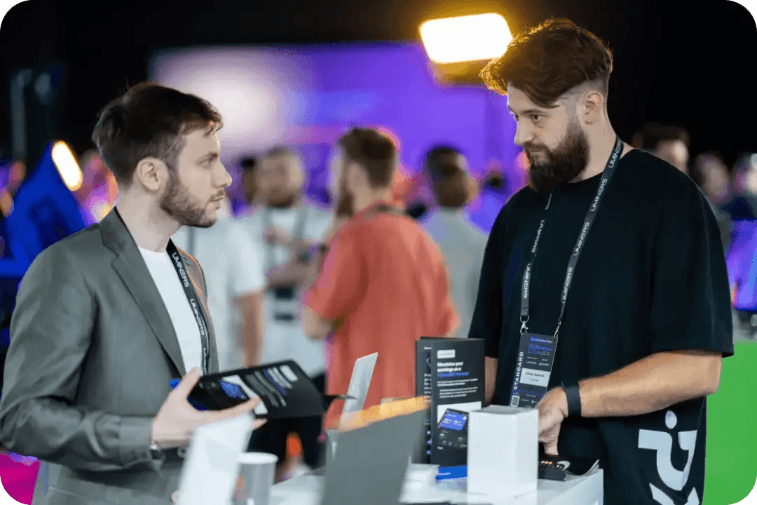 Sapioexs team members and clients networking at a professional event